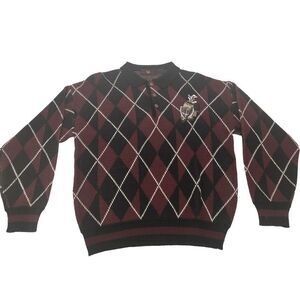 Robert Bruce Men’s Large‎ Knit Button Sweater Golf Bag Embroidery